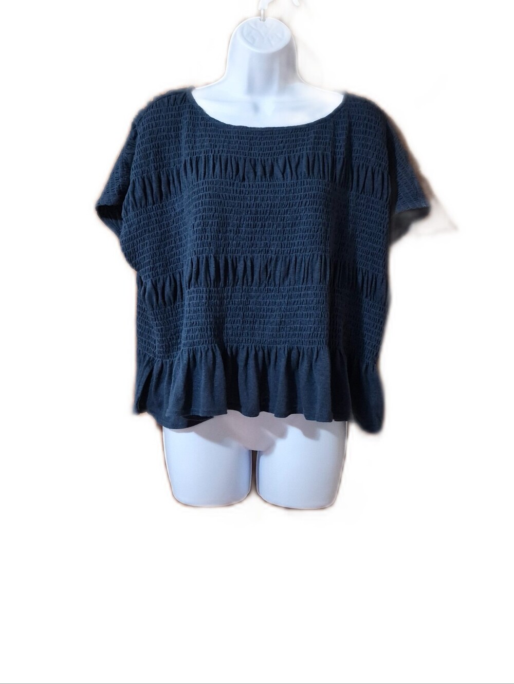 Free-est From Free People Umgee Smocked Peplum Top Scalloped Ruffle Cap Sleeve